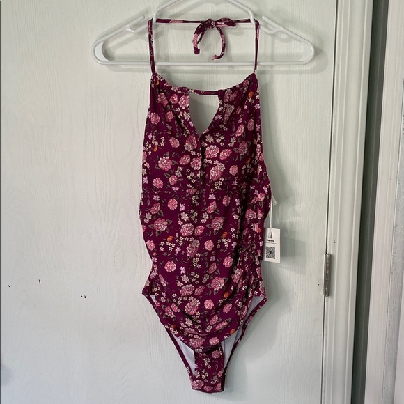 Cupshe Other - Cupshe NWT Floral One-piece Swimsuit - Burgundy and Pink Size Large